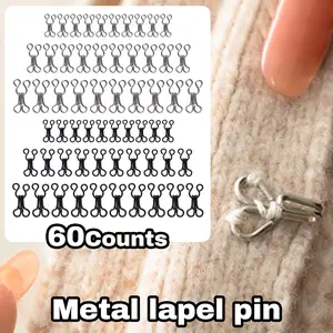60 Counts Sewing Hooks and Eyes Closure, Black & Silver Color Selection, Multi-Size Fasteners for Trousers & Skirt Repair