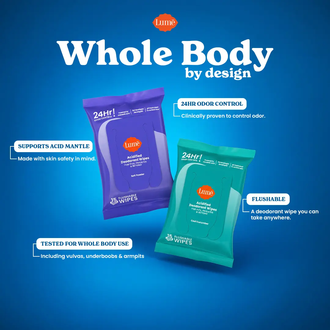 Lume Whole Body & Feminine Care Deodorant Wipes,  Body Care Deodorant Personal Care