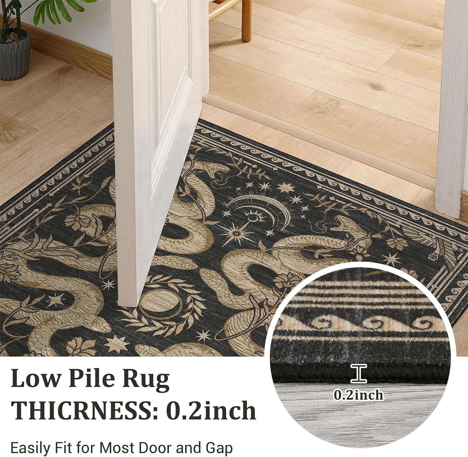 Snake Area Rug, Washable Soft Living Room Rugs Non Slip Low Pile Stain Resistant Large Throw Carpet for Bedroom Nursery Dining Room Accent Textured Floor Cover