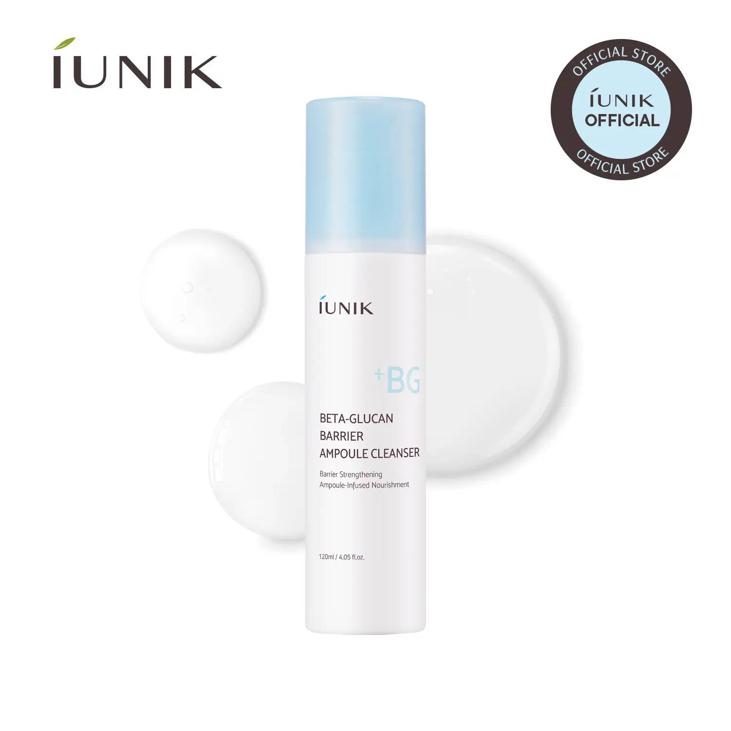 [IUNIK Official]  Beta-Glucan Barrier Ampoule Cleanser | Beta-Glucan, Aqua Ceramide | Hydrating Micro-Bubble Ampoule Cleanser for Sensitive Skin | Barrier Care & Deep Pore Cleansing Without Tightness (120ml / 4.05 fl.oz.) | Korean Skincare, K-Beauty