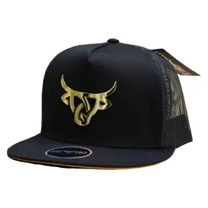 Lost Calf Unisex Iron Gold Flat Black Mesh Back Snapback Hats