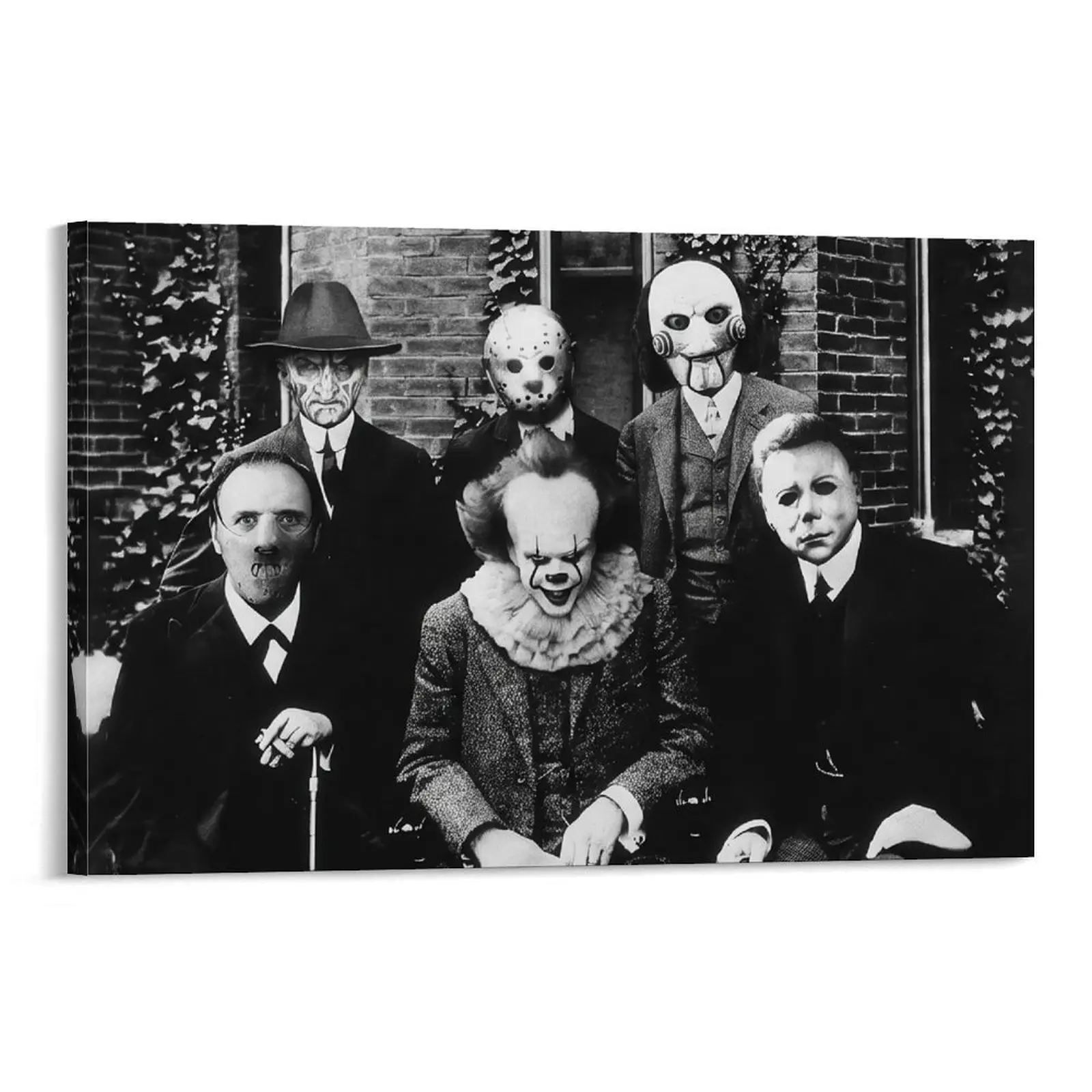 Vintage Gothic Horror Wall Art Poster - Black and White Spooky Creepy Print - Dark Academia, Halloween Decor for Man Cave, Home Theatre