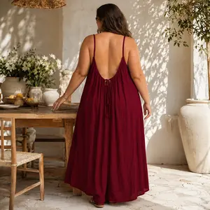Women's Solid Color Spaghetti Strap Nightgown, Sleeveless Long Lounge Dress, Soft Summer Sleepwear for Home and Relaxing