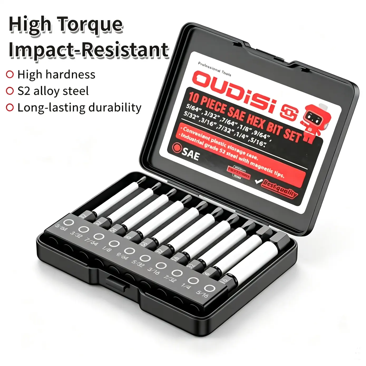 10/24-Piece Magnetic Hex Bit Screwdriver Set (Metric & Imperial Sizes) - Durable Cr-V Steel, Corrosion-Free, Storage Case, Magnetic Tip, for DIY Pros & Professional Use, Hex Bit Set