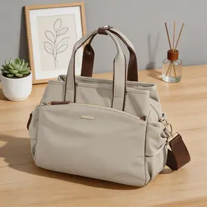 Women's Waterproof Canvas Tote Bag, Crossbody / Handbag 2-in-1, Large Capacity Multi-Layer Organizer Bag, Fashion Casual Commute Handbag
