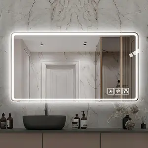 40*32 40*24 48*32 inch Three sizes Bathroom Mirror with Led Lights , Anti-Fog Lighted Vanity Mirrors for Wall Mounted, 3 Colors and 5 level Dimmable, Horizontal/Vertical