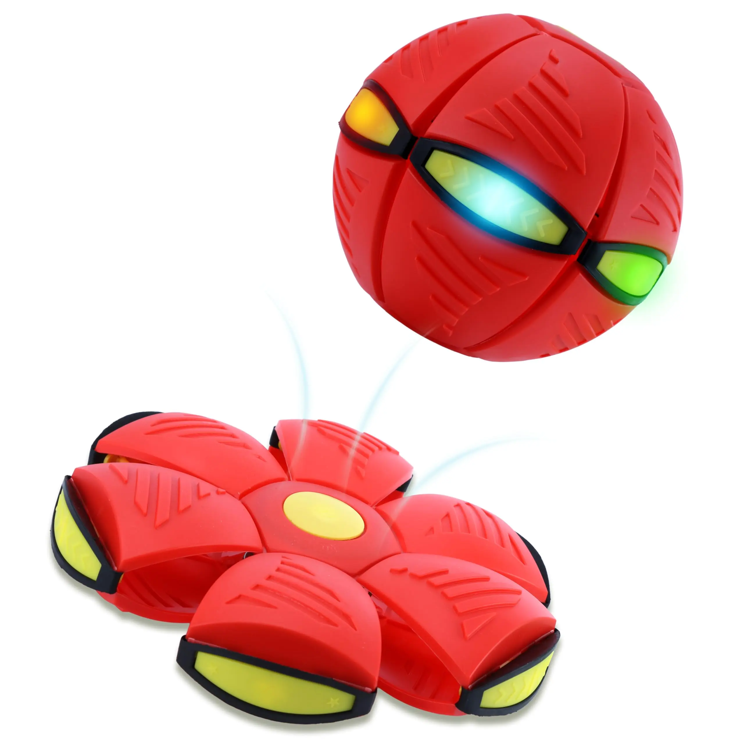Magic Metaball LED Transforming Ball Toy, Pop Up Flying Saucer Disc, 2-in-1 Bouncing Ball, Collapsible EVA Outdoor Toss Catch Game for Kids 3+, Family, Backyard, Beach, Park & Dog Fetch