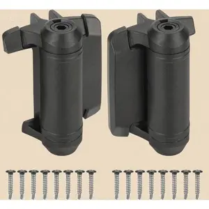 Adjustable Self-Closing Gate Hinges Kit - Rust-Resistant Outdoor Hinges with Safety Cap - Heavy Duty Metal Gate Hinges - Alignment Legs for Vinyl, Wood, Metal Gates - 2-Pack Black Fence Hardware adjustable  door  hinge glass door lock window screen