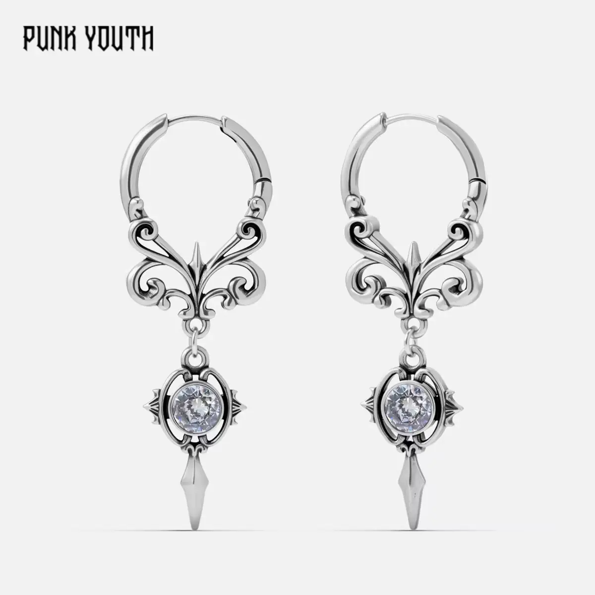 925 sterling silver post GOTHIC CREST EARRINGS