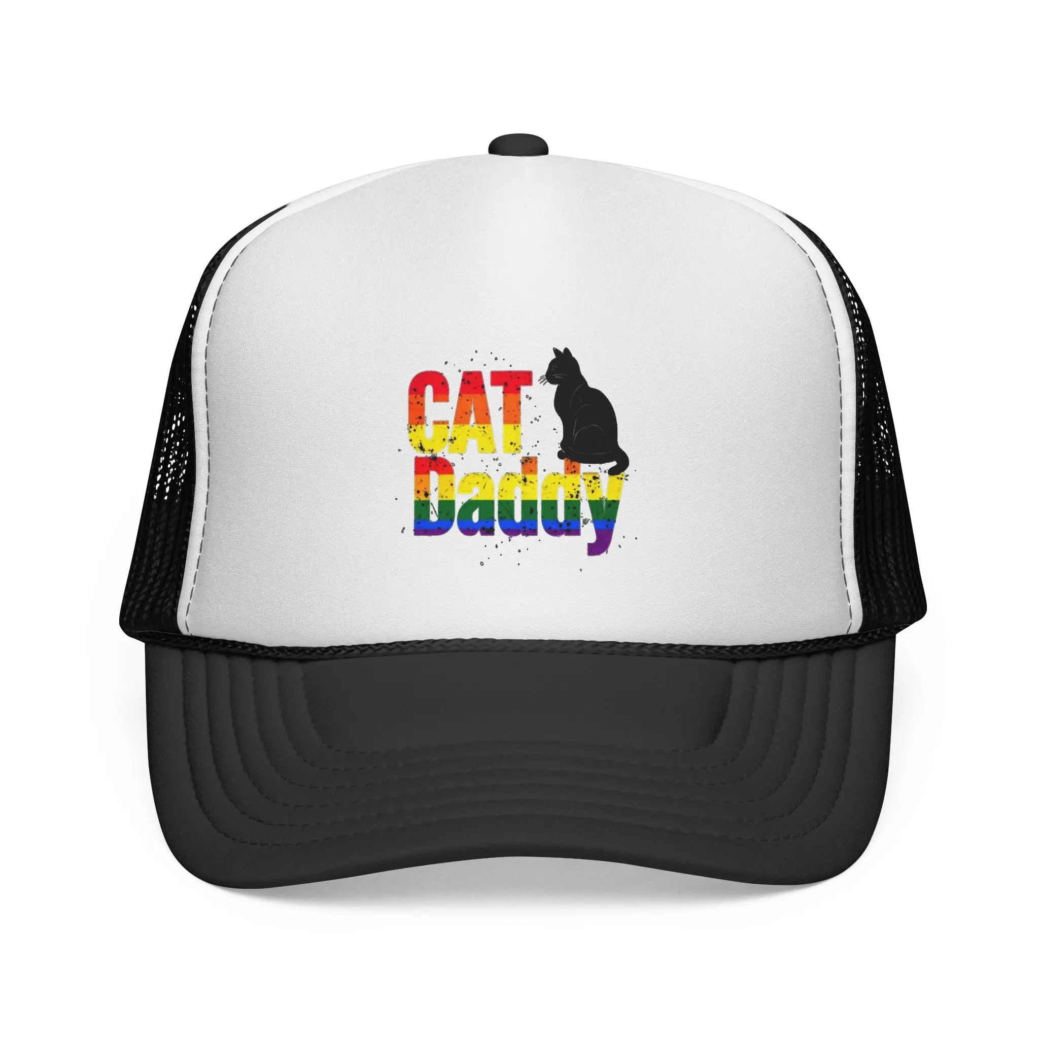 Cat Daddy Trucker Cap | Rainbow Silhouette, Cat Lover Hat