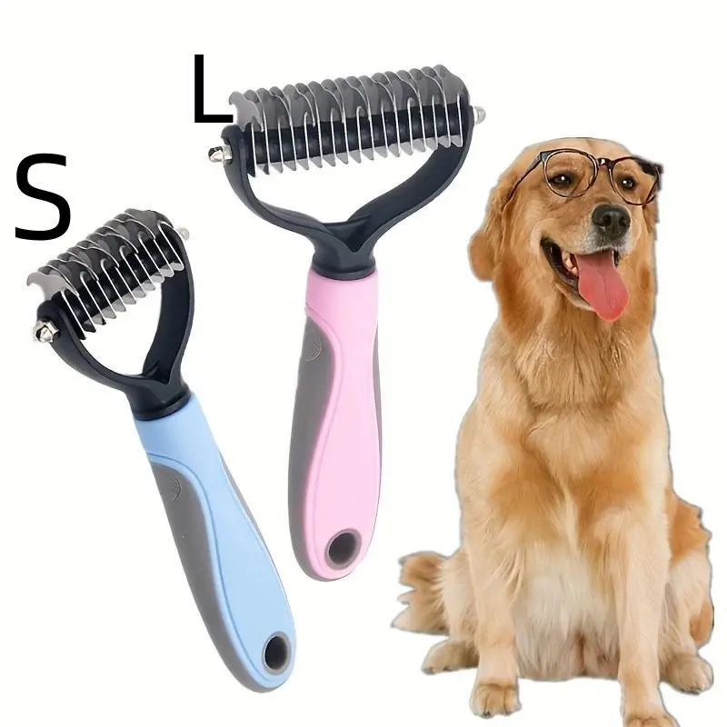 2-Piece 2-In-1 Pet Grooming Brush for Dogs and Cats, Includes Groomer Tools Undercoat Rake and Shedding Comb for Easy Grooming Shedding Grooming Kit