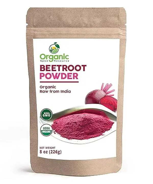Pure Certified Organic Raw Beetroot Powder - 8 oz, USDA Organic, Non-GMO, Natural Nitric Oxide Booster, Vegan Effective Dietary Supplement, Energy-Boosting Youth Support from India