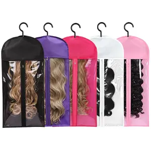 Wig Storage Bag, 5pcs/set Zipper-Closure Transparent Dustproof Wig Storage Bags, Hair Extension Hanger, Wig Tool, Wigs Accessories for Salon & Home Use