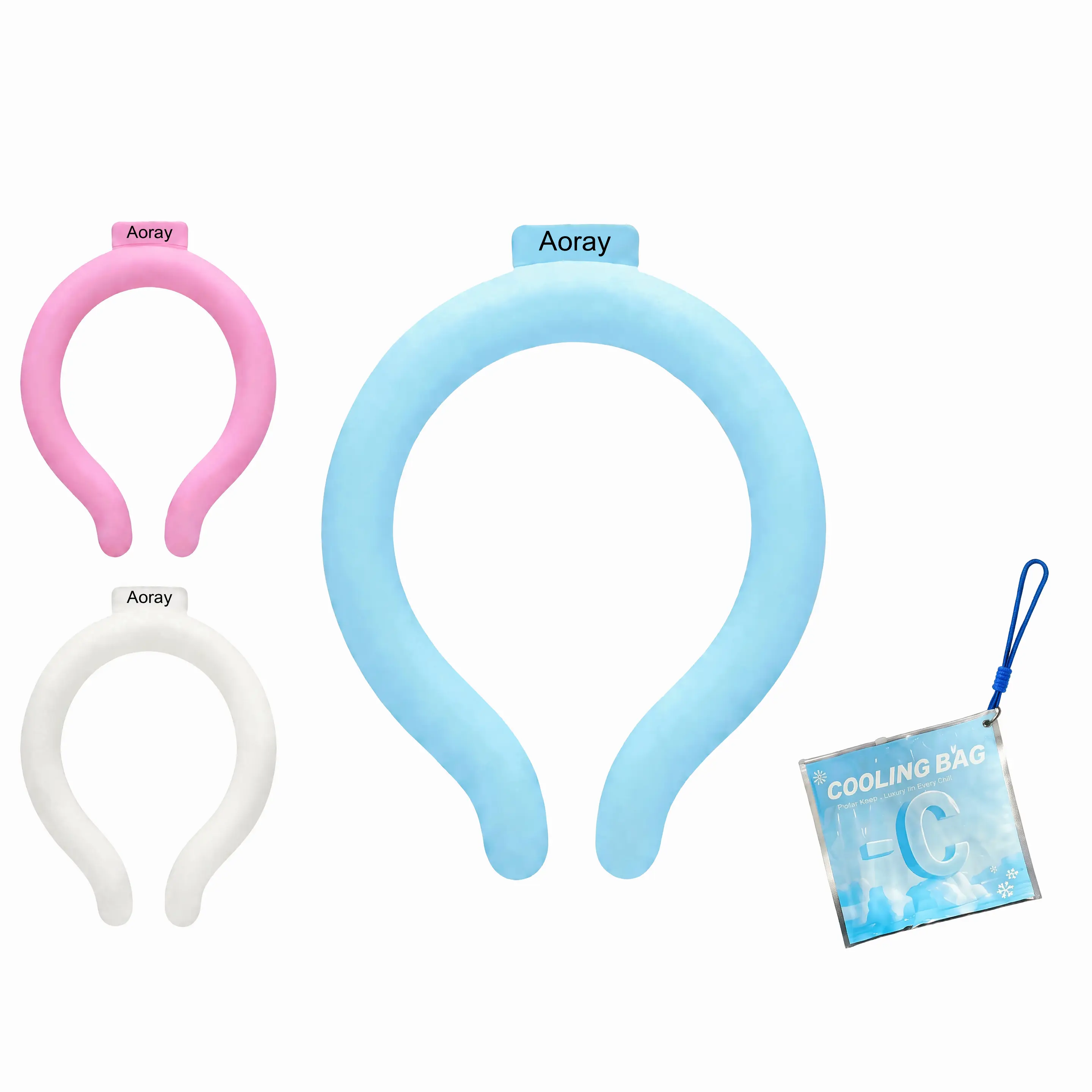 Reusable PCM Material Summer Cooling Neck Ring with Portable Cotton Thermal Bag - Hands-Free Ice Pack for Outdoor Activities, Sporting Events (Up to 5 Hours Cooling Sensation)