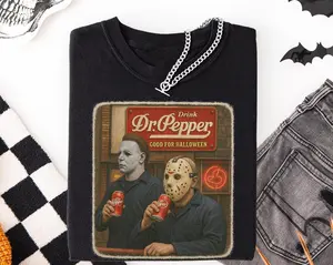 Vintage Halloween Horror T-Shirt, Dr Pepper Michael & Jason Retro Shirt, Spooky Horror Movie Funny Shirt, Gift For Her