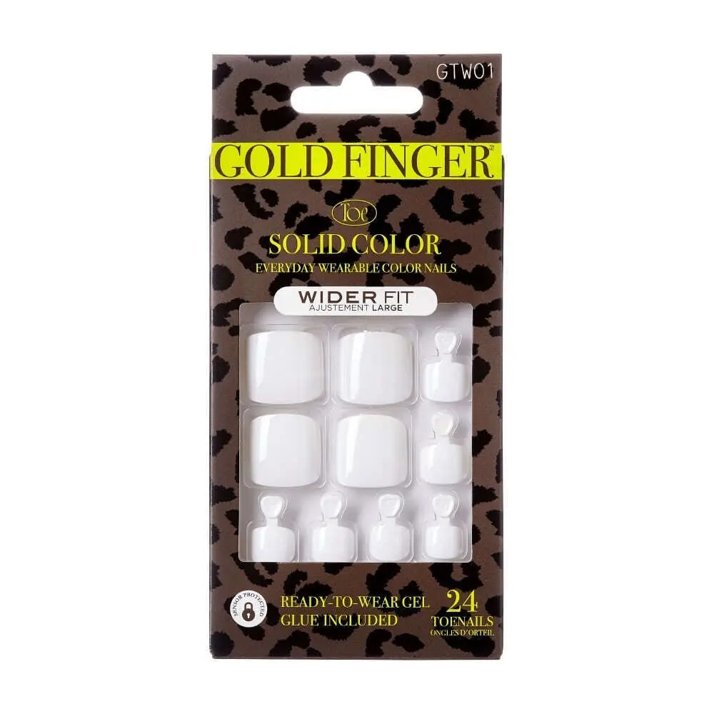 Gold Finger Solid Color Wide Fit Toenails Glue Included