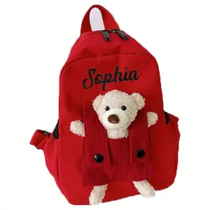 Customizable Sophie Black Teddy Backpack with Adjustable Straps Zip Closure Machine Washable School Travel