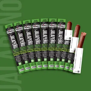 Primal Eats Jalapeno 100% Grass Fed Beef Brisket Meat Sticks - 19g Lean Protein Keto Paleo Carnivore Gluten Free Zero Sugar Beef Jerky Snack Stick