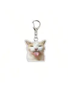 Funny Cat Meme Acrylic Keychain - Stylish Keychain Cute Multi-Style Cat Pendant, Lovely Key Ring Hot-Selling Cross-Border Accessory (1pc Random Delivery) Acrylic Material