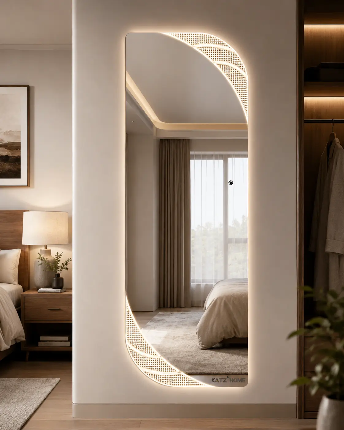 65" x 25" Irregular LED Full Length Mirror, Tempered Glass Wall Mounted Full Body Dressing Mirror with Touch Control, 3 Color Lighting and Adjustable Brightness for Bedroom, Closet, Entryway