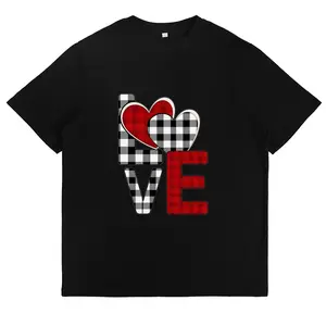 Love Plaid Heart Graphic Tee Cute Trendy Buffalo Check Shirts for Women Casual Daily Wear Soft Comfortable Summer T Shirts Valentine Gifts Graphic Tops