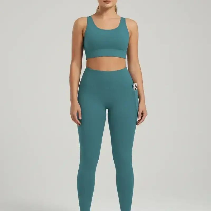 Women's Solid Color High Waist Sports Leggings, High Stretch Tight-fitting Breathable Comfortable Pocket Pants, Ladies Sportswear for Indoor Outdoor Wear, Stretchy Gym Legging Workout Leggings
