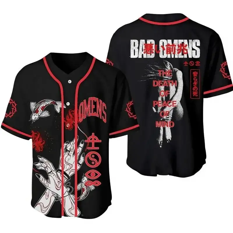 Unisex Bad Omens Baseball Jersey – Alternative Rock Band Inspired Graphic Concert Fan Shirt