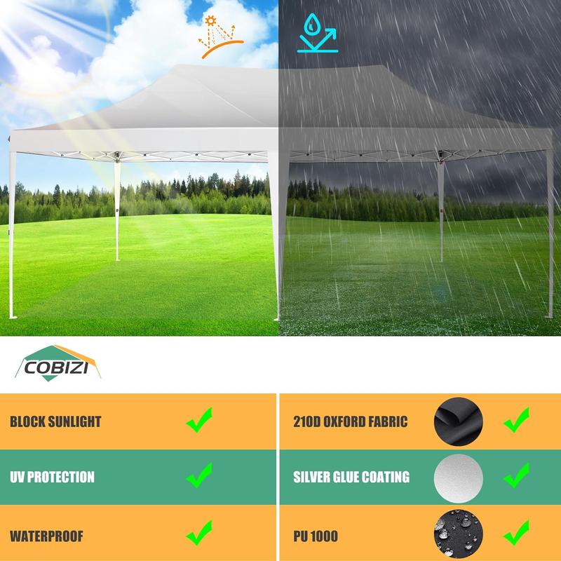 COBIZI 10x20 Pop Up Canopy Tent with Sidewalls, UV50+ Outdoor Gazebo for Parties