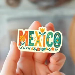 Mexico Vinyl Sticker: Floral Travel Decal, Waterproof, Laptop Water Bottle Decal Sticker