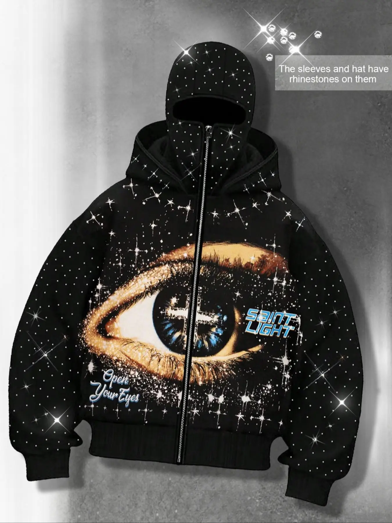 Eye print two hats zipper cardigan men's hoodie, Graphic hoodies Eye print two hats zipper cardigan men's hoodie, Graphic hoodies