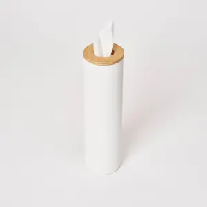 Round Tissue Case - Steel + Wood