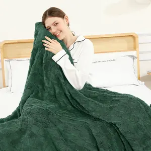 Heated Electric Throw Blanket,Electric Blanket Checkered Weave & Wool Blend Heated Blanket,Rapid Heating 6 Temperature Settings 4-Hour Auto Shut-Off ETL Ce