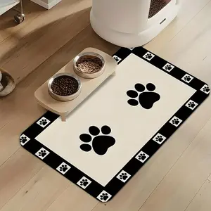 Paw Print Pet Feeding Mat, Non-slip Waterproof Pet Feeding Pad, Easy Cleaning Pet Feeding Supplies for Dog & Cat