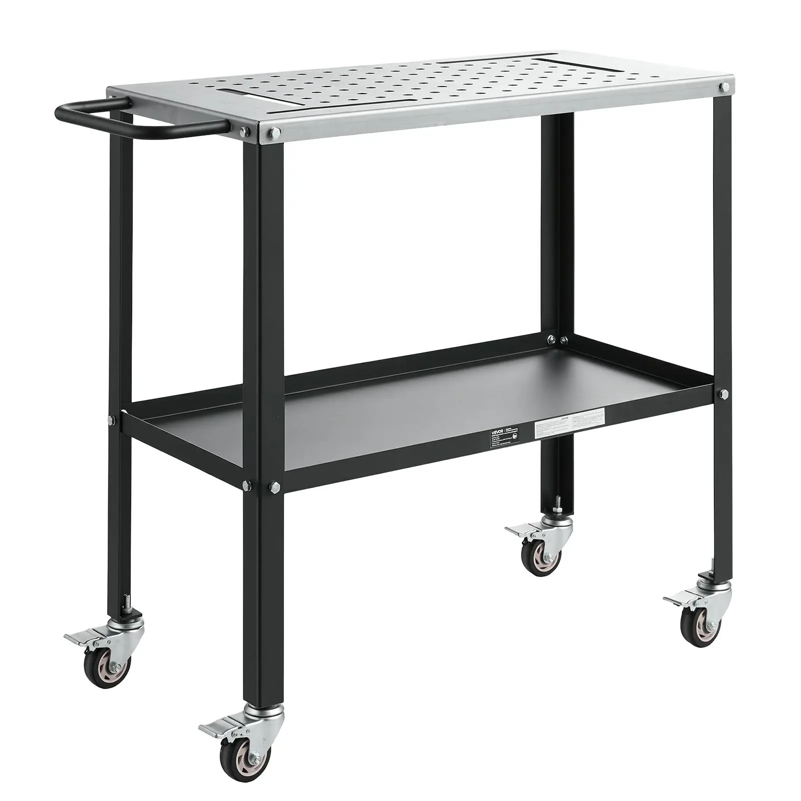 VEVOR Welding Table 36" x 18" Movable Welding Workbench 1200LBS Capacity, Heavy-Duty Steel Work Table Platform with 4 Lockable Casters, 4 Tool Slots, 0.63" Fixture Holes, Tool Tray for Workshops