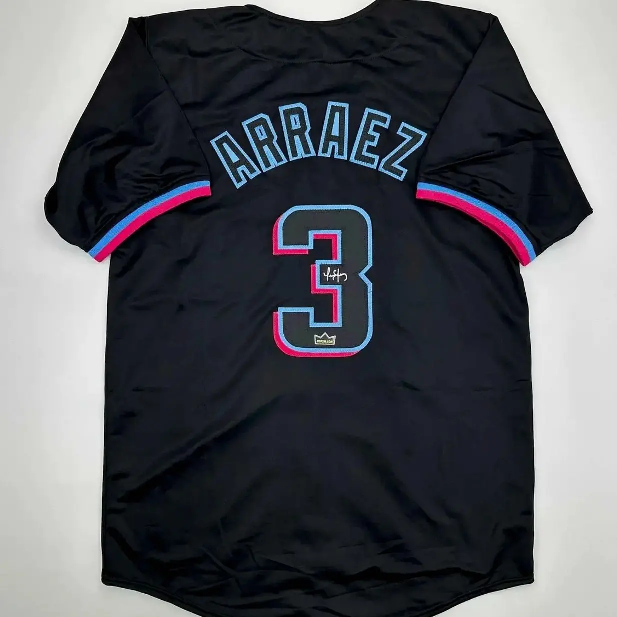 Facsimile Autographed Luis Arraez Miami Black Reprint Jersey