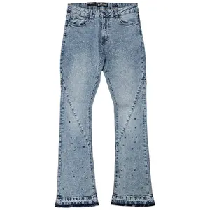 BLACK LIGHT MEN'S FLARE JEANS WITH RHINESTONES 80511