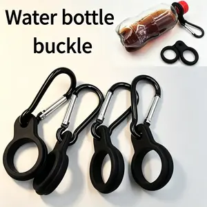 4 Pack Outdoor Water Bottle Holder Carabiner Hook, 3.54" Aluminum Clip With Rubberized Ring, Portable For Camping Hiking Running Outdoor Sports,Aluminum Alloy Carabiner,D-shaped Spring Hook,Climbing,Camping, Hiking,Fishing,Rope Carabiner ,Keychain Hooks