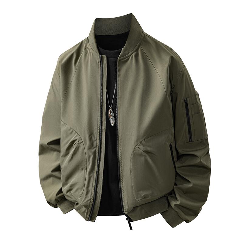 Men's new autumn overalls, youth trend simple baseball collar multi-pocket jacket, men's jacket, casual fashion jacket, spring trend versatile baseball jacket top, windproof bomber jacket men's cardigan, suitable for daily and outdoor sports wear