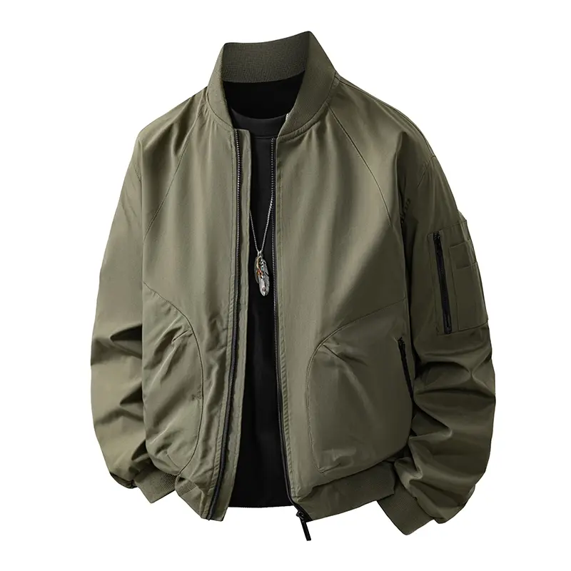 Men's new autumn overalls, youth trend simple baseball collar multi-pocket jacket, men's jacket, casual fashion jacket, spring trend versatile baseball jacket top, windproof bomber jacket men's cardigan, suitable for daily and outdoor sports wear