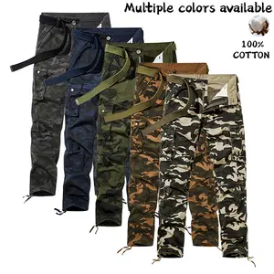 Men’s 100% Cotton Camouflage Cargo Pants with Side Pockets – Stretchable, Breathable Casual Pants for Outdoor Fishing, Mountaineering/Hiking Adventures, and Weekend Getaways