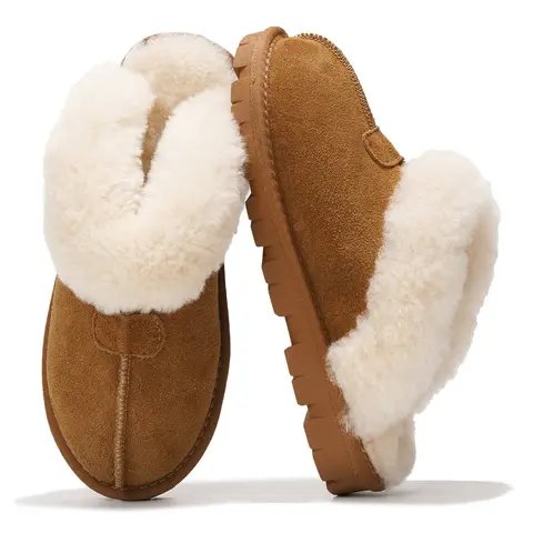 Project Cloud Women's | 100% Genuine Leather & Natural Fur Lining Fuzzy Women Slippers Lightweight Non-Slip Woman Slipper  Active Girl Footwear Walking Shoes - Hedy