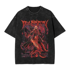 valentine shirts  Game Vergil Dmc T Shirt Hip Hop Washed Cotton Oversize T-Shirts Devil May Cry for Men Women Tops Streetwear Summer Tee Shirt