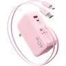 4-in-1 Foldable Portable Retractable Wall Charger Plug - 40W Fast Charging, Durable Polymer Shell, Dual USB Ports, 90cm Lightning+Type-C Connectors, Universal Compatible Chargers, Fold-Flat Travel, for iPhone/iPad/Galaxy, AirPods, Pixel Cellphones