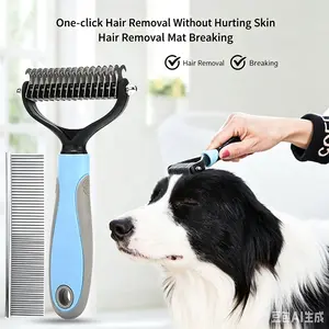 Pet Dematting Comb, Dog Knot Remover Brush, Shedding & Grooming Tool for Golden Retriever, Teddy, Large Breeds, Remove Loose Hair & Smooth Fur