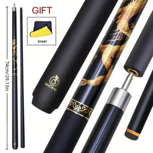 [Premium Carbon Fiber Cue] 58in Carbon Fiber Premium Cue - 12.5mm Tip China Dragon Design 1/2 Split Pool Cue Stick Billiards