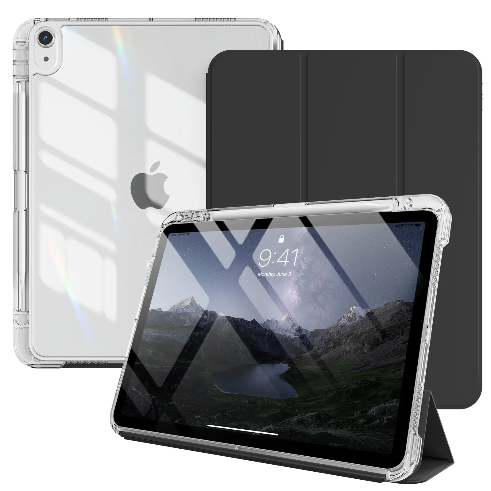 Transparent Smart Protective Case, Transparent Back Cover, Anti-Drop, iPad Protective Casing, Compatible with iPad 2026 Air 4-8, Pro 13/12.9, Mini 6/7, Pen Slot, 10th/11th Gen, 7/8/9, A16/A17 Pro Tablet Case