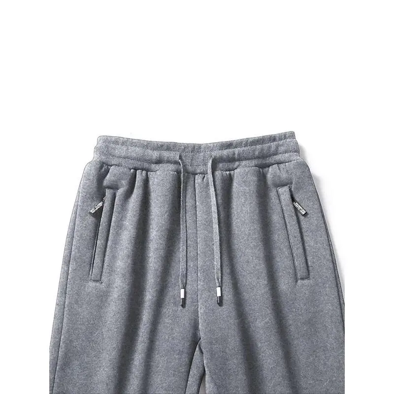 Men's Solid Drawstring Waist Zipper Pocket Jogger Pants, Regular Fit Casual Comfy Thermal Lined Trousers for Fall & Winter, Men's Bottoms for Daily Wear Men's Solid Drawstring Waist Zipper Pocket Jogger Pants, Regular Fit Casual Comfy Thermal Lined Trousers for Fall & Winter, Men's Bottoms for Daily Wear