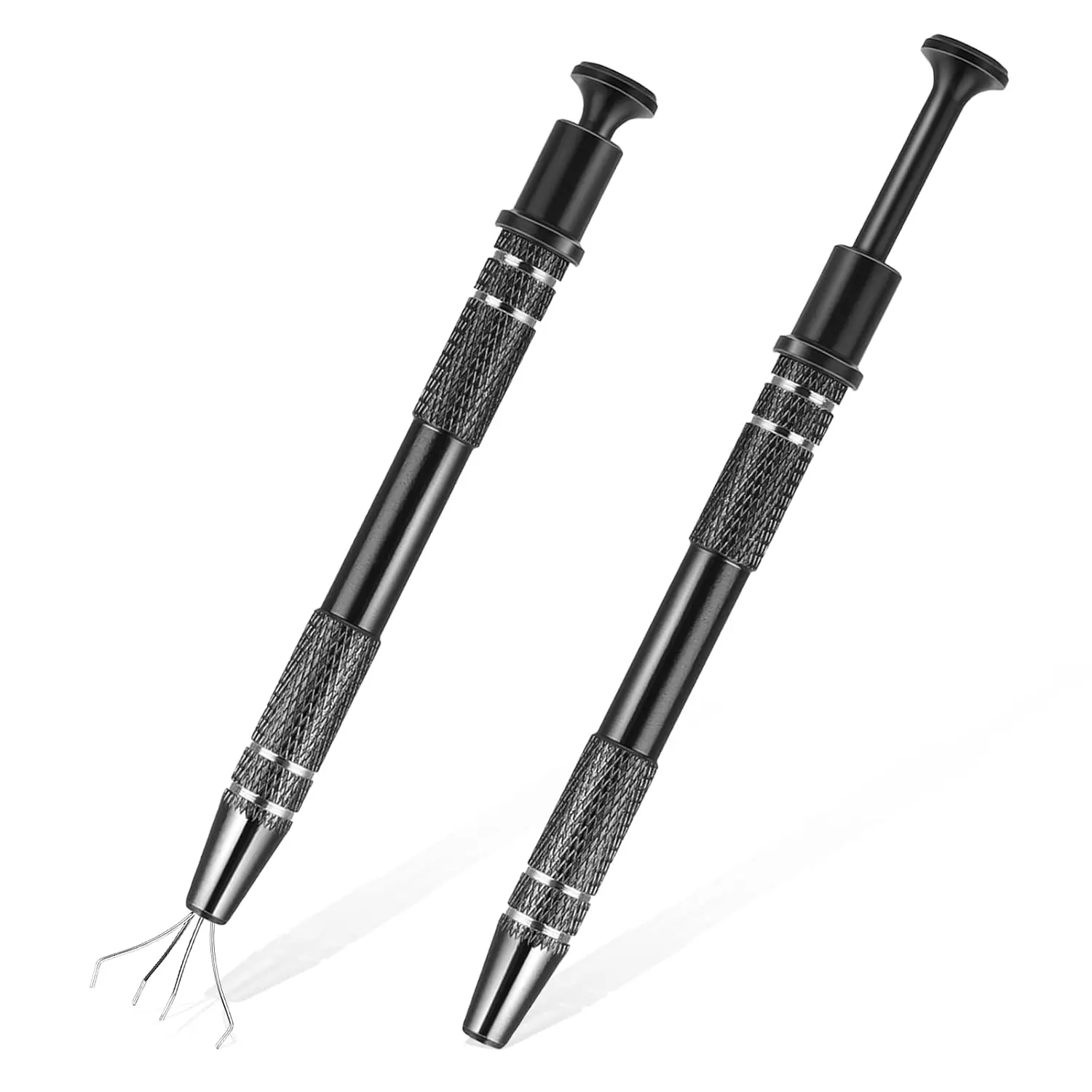 New 2Pcs Piercing Ball Grabber, Black Septum Ball Screw Tool with 4 Prongs, Stainless Steel Piercing Grabber Tools, Jeweler Pick Up Tool for Small Parts