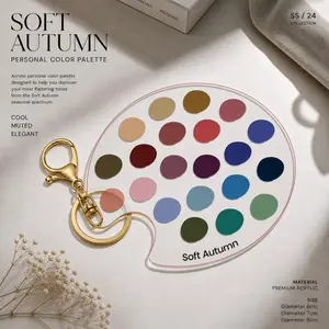 Seasonal Colour Palette Keychain, 12 Seasonal Color Acrylic Keychain | Small Portable Personal Color Analysis Palette Swatch Card | Plastic Pocket Color Chart Guide & Gift