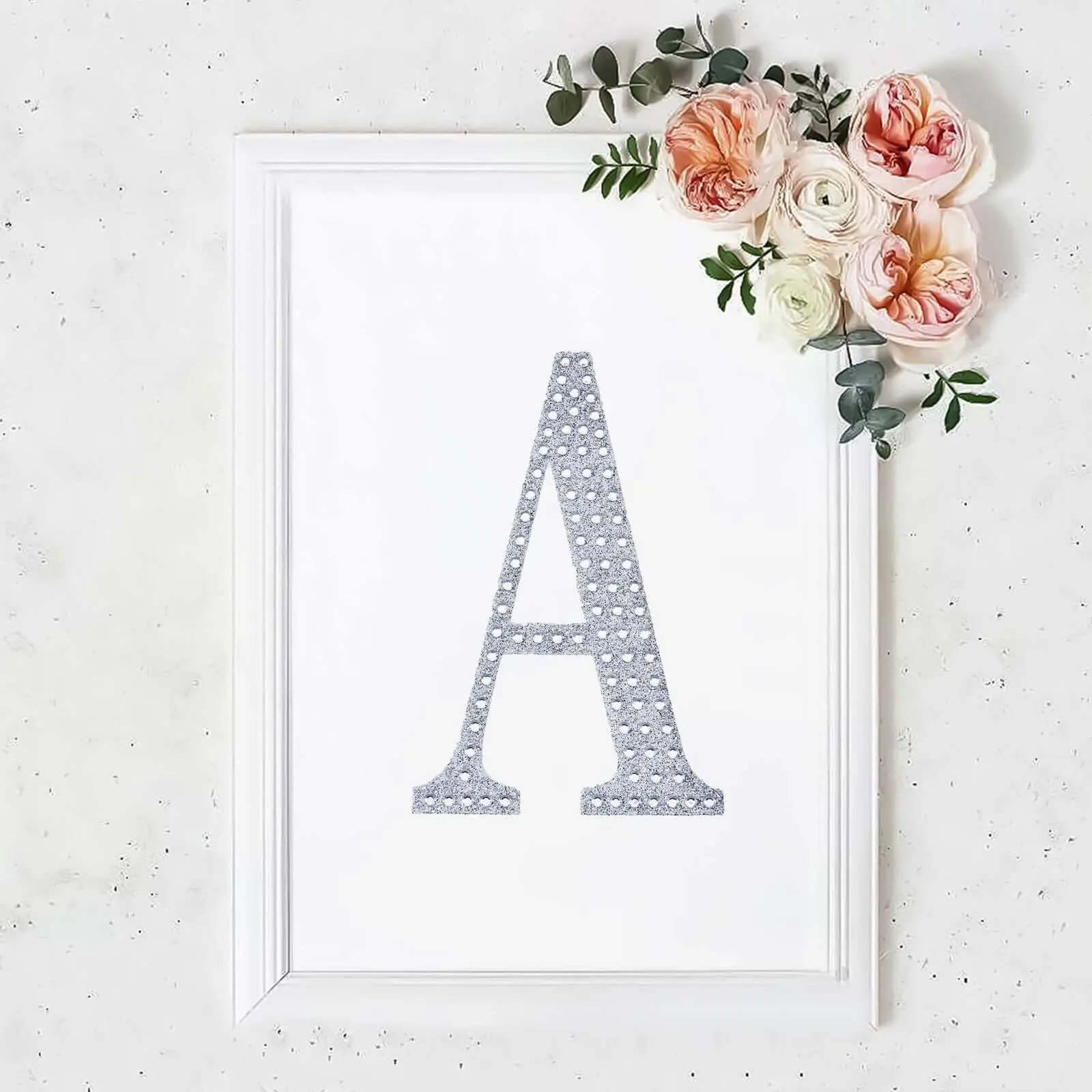 8" Silver Decorative Rhinestone Alphabet "A" Letter Stickers, Glitter Adhesive DIY Craft Embellishments for Scrapbooking, Glitter Stickers, Decorative Stickers